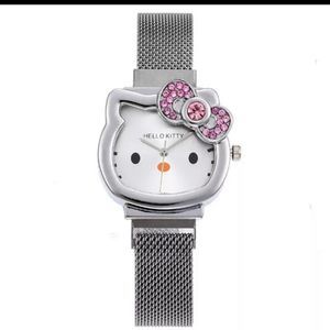 Silver stainless steel crystal embellished Hello Kitty watch nwt